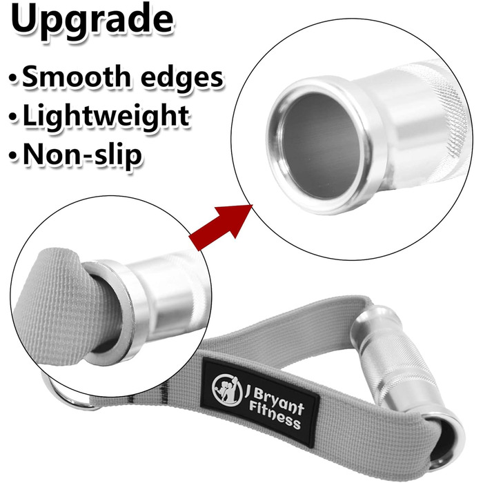 Ручки для тренажерів з еластичними стрічками J Bryant: міцні металеві ручки для кросовера, LAT pulldown, пулерів
