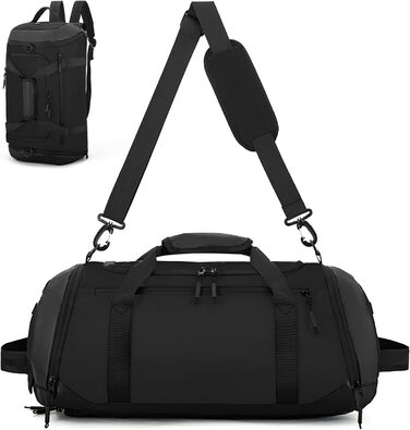 Спортивна сумка для чоловіків та жінок, велика дорожня сумка з відділенням для взуття та мокрих речей, водонепроникна сумка для спорту, тренувань, плавання та подорожей, сумка-вояджер, чорна