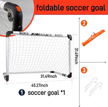 Дитячі ворота для футболу KiBiGOAL 115x80 см, складані - ідеально для гри в саду та в приміщенні, для дітей 4-11 років