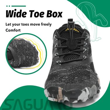 Кросівки SAGUARO Unisex для трейлраннінгу та фітнесу, дихаючі, чорні (42 EU)