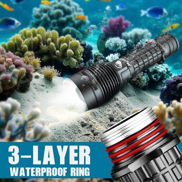 Ліхтар підводний LED Tauch-Taschenlampe 3000 лм, водонепроникний IPX8, 3 режими, акумуляторний, для дайвінгу та снорклінгу – подарунок дайверу