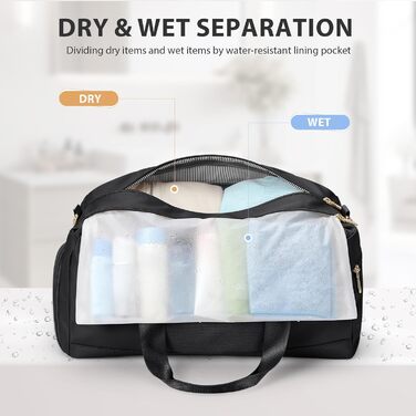 Спортивна сумка VNINE для жінок: легка, водонепроникна, для подорожей, тренувань та плавання (чорна)