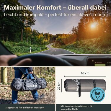Skandika Premium Easy Isomatte 3D: Самонадувний килимок для кемпінгу, 10 см, одинарний/подвійний - для намету, авто, відпочинку на природі