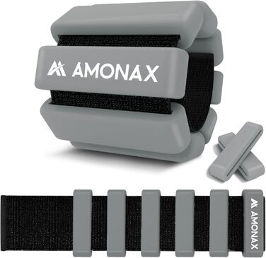 Amonax обважнювачі для ніг і рук 2x0,5 кг, фітнес-обтяжувачі для жінок і чоловіків, для йоги, пілатесу, танців, сірі