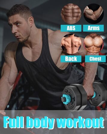 Набір гантелей ARUNDO Kurzhantel-Set 20 кг, 2-в-1: гантелі та штанга. Фітнес-набір для дому, обладнання для силових тренувань, неслизьке, регульоване гантельне обладнання. Оселедець гантелі 9 кг.