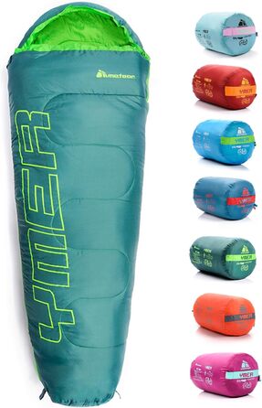 Преміум спальний мішок для дітей Meteor Kinder Schlafsack, літній, ультралегкий, для кемпінгу, комфортний, на 8-12 років, Outdoor, зелений