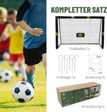Футбольні ворота Umbro 300x200x120 см, металеві, чорні/жовті, для саду, дітей і дорослих, для тренувань, для вулиці та приміщення