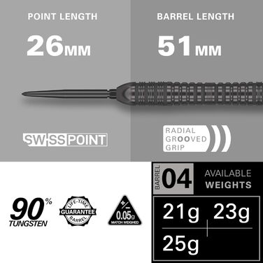 Дротики Target Darts Bolide Void 90% вольфраму з сталевим наконечником Swiss Point, набір для дартсу