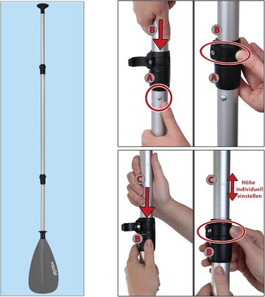 ALPIDEX 2-в-1 весло для SUP/каяка: регульоване, легке, телескопічне (160-207см), алюмінієве. Підходить для веслування на SUP та каяку.