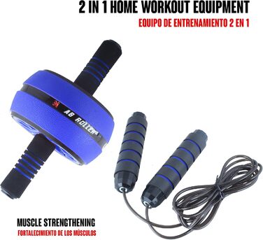 Набір для дому Calma Dragon 2 в 1: ролер для пресу та скакалка. Фітнес-тренажер для дому (блакитний)