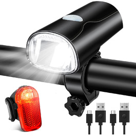 LED-велофара з заднім ліхтарем, комплект, водонепроникний, USB-зарядка, для дітей та дорослих