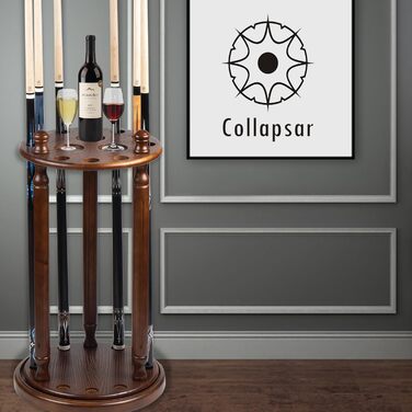 Стійка для київ для більярдних київ Collapsar – 9 відділень, масивна деревина, підлоговий тип (темно-волоський горіх)