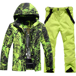 WOWULOVELY Зимовий комбінезон для чоловіків, водонепроникний, вітронепроникний, комплект куртки та штанів, ізольований, для сноуборду та катання на лижах, XXL, колір зелений