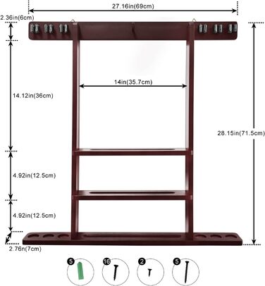 Стійка для кия (білліардного) Pool-Stick-Halter з махагону для біліардного столу, ігрової кімнати, бару