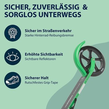 Самокат HUDORA BigWheel Pure алюмінієвий, складаний, до 100 кг, з підніжкою, для дорослих і підлітків