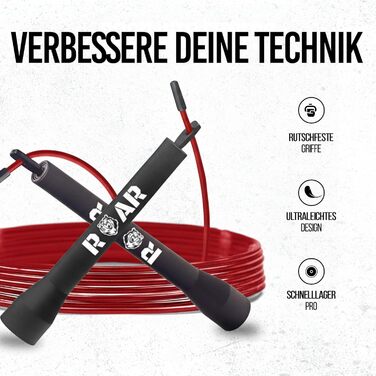 Стрибкове канат Roar® для фітнесу, боксу, кросфіту, з сумкою. Червоний