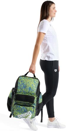 Спортивний рюкзак Arena One Go для плавання, подорожей, 45 літрів, зелений, з принтом 'Шlangenleder'