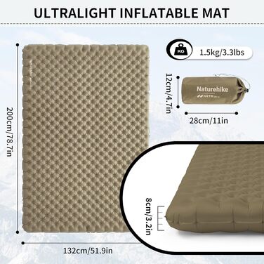 Naturehike Ultraleichte Isomatte: самонадувна туристична матрац для кемпінгу, трекінгу та альпінізму