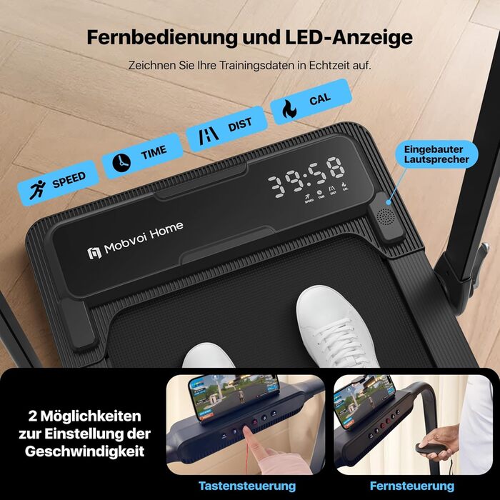 Бігова доріжка Mobvoi Home Laufband Ultra 3-в-1: для дому та офісу, складний, LED-дисплей, 12 км/год, 120 кг