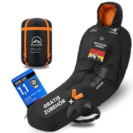 Спальний мішок GOALPINE Madeira 3 сезони, водонепроникний, для трекінгу та кемпінгу, комфорт до +10°C, 400 GSM, з отвором для рук, компактний, дорослий