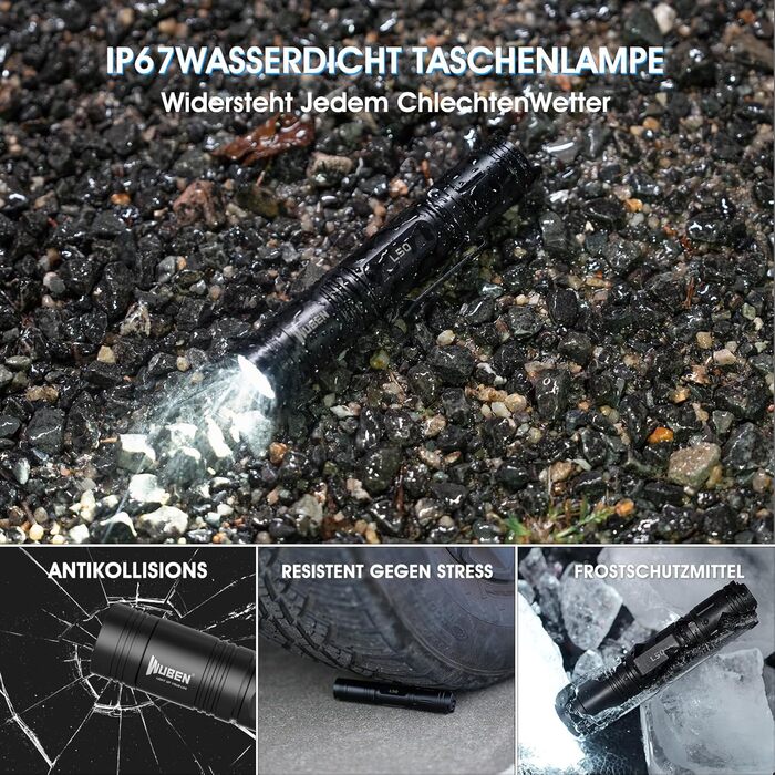 Ліхтарик WUBEN L50 LED 1200 Lumen - Тактичний ліхтарик USB, водонепроникний IP68, 5 режимів, для кемпінгу та надзвичайних ситуацій (WUBEN L50 (2 шт.))