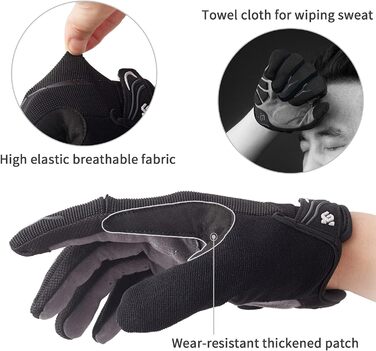 Велосипедні рукавички Vollfinger для чоловіків та жінок з сенсорним екраном, MTB, з гелевою підкладкою, чорні