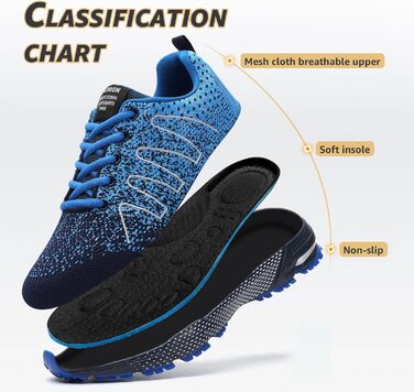 Чоловічі кросівки ASHION: дихаючі, легкі, для бігу та повсякденного носіння, розмір 43 EU, блакитні