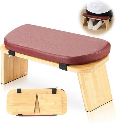 Банкетка для медитації Beeveer з товстим сидінням, бамбукова, складна, з магнітним замком, для йоги, подорожей, молитви та дзен-медитації