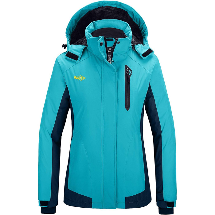 Жіноча зимова куртка Wantdo для катання на лижах, сноуборді, туризму. Тепла флісова куртка з капюшоном, вітрозахисна, з підкладкою, колір: блакитний