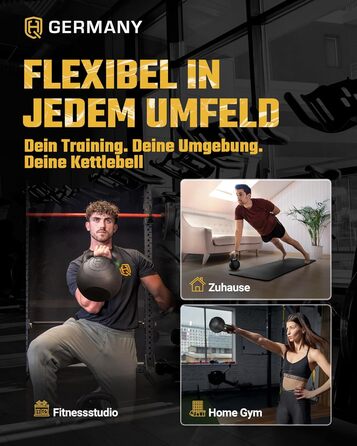 Гантель-гиря HQ Germany® з порошковим покриттям [2-32кг/Набори] - Набір чавунних гирь з точністю ±2% - Кульова гиря, Набір гирь, Преміум гирі з порошковим покриттям 24кг