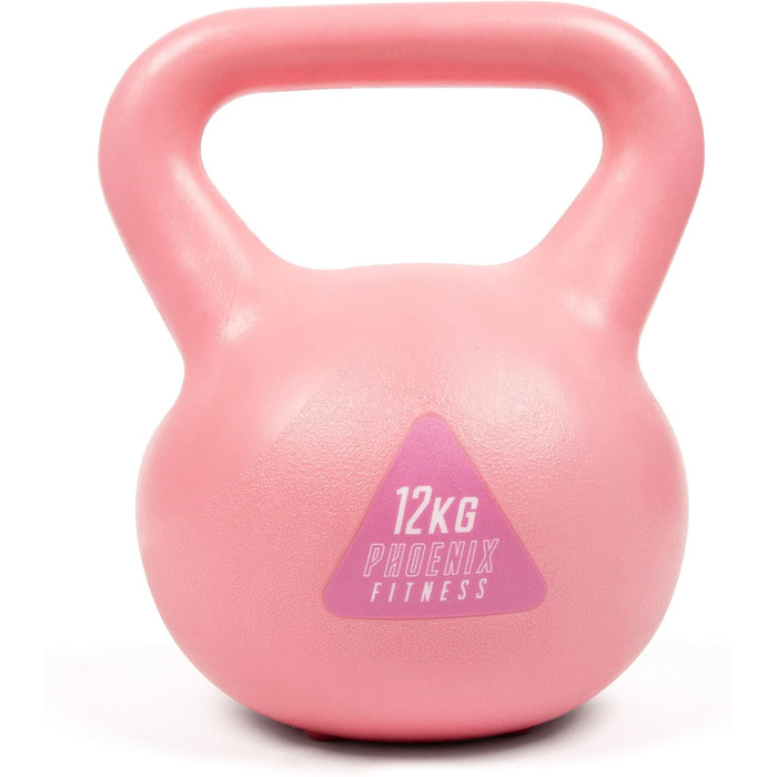Вінілова гиря Phoenix Fitness, рожева, для дому та спортзалу, різна вага, силові тренування, пілатес