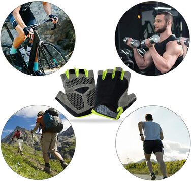 Велосипедні рукавички для чоловіків MTB, рукавички для тренувань та велоспорту, напівпальцеві. Підходять для шосе та гірського велосипеда, силових тренувань. Зручні літні рукавички для чоловіків та жінок (2#Чорний та зелений-M)