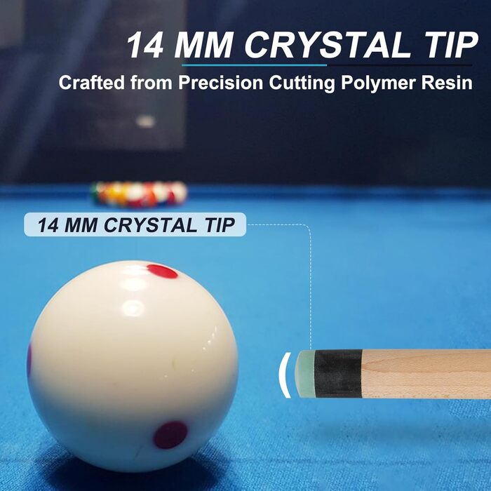 Більярдний кий Dysdensa Queuestab, 680-750 г, канадське кленове дерево, 14 мм, кристалізована накінечник, 3 частини, синій колір