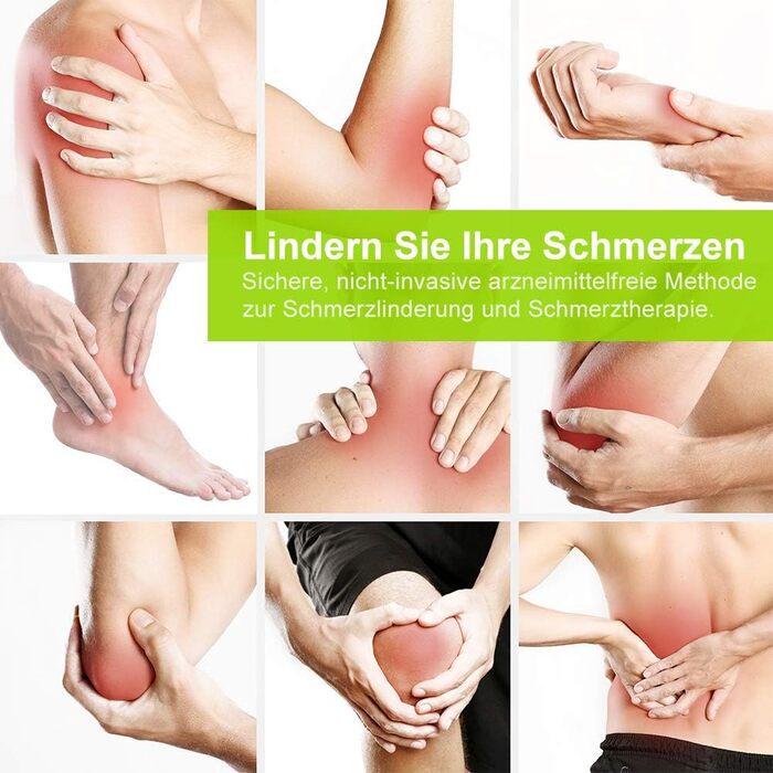 AUVON TENS пристрій: електростимулятор для зняття болю з 24 програмами, 2 канали та 10 шт. електродів преміум-якості