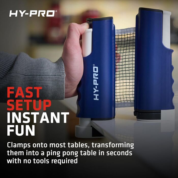 Набір для настільного тенісу Hy-Pro – портативний, з висувною сіткою (до 170 см), 4 ракетки, 8 м'ячів, сумка, м'ячі 3 зірки, для дітей та дорослих, для гри в приміщенні та на вулиці