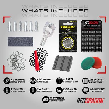 RED DRAGON набір для дартсу 200 шт – аксесуари, вінглети, нейлонові стержні для професійних, турнірних та домашніх ігор