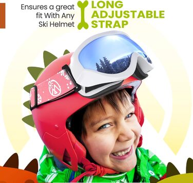 Дитяча лижна маска OutdoorMaster, сумісна з шоломом, для хлопчиків і дівчаток, 100% UV-захист, VLT 10%, біла оправа, сіра лінза