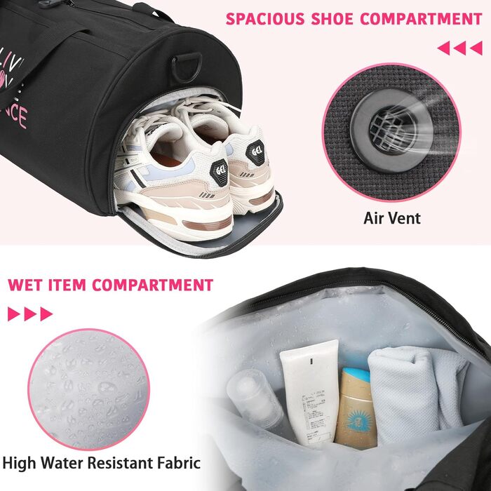 Спортивна сумка-дафл Kilofly для дівчаток: сумка для балету, танців та гімнастики, дорожня сумка на плече S1