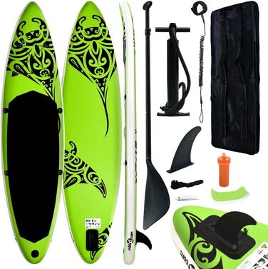 Надувна SUP дошка vidaXL 366x76x15 см, комплект, зелена