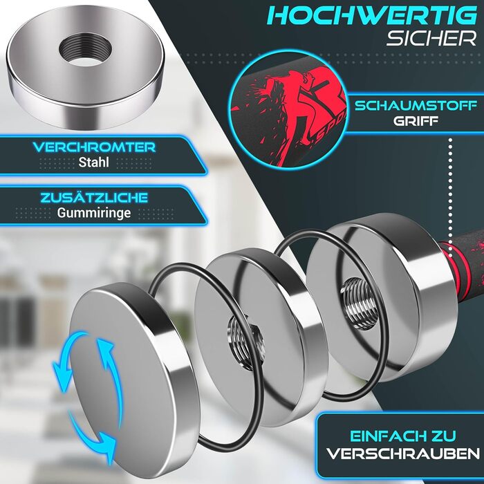 Набір гантелей 2 шт. з масивного сталі 2,5/5/7,5/10 кг | Гантелі з вагами та пінопластовою ручкою | Фітнес гантелі для дому, силові тренування та нарощування м'язів. Турквіс (Червоний, 2 x 5 кг)
