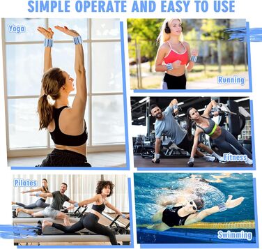 Ваги для зап'ястя та щиколоток - 1 пара (0.45 кг кожний) | Регульовані ваги для зап'ястя та щиколоток, силіконові браслети для рук та ніг | Для йоги, танців, пілатесу, плавання, ходьби та тренажерного залу (Блакитний)