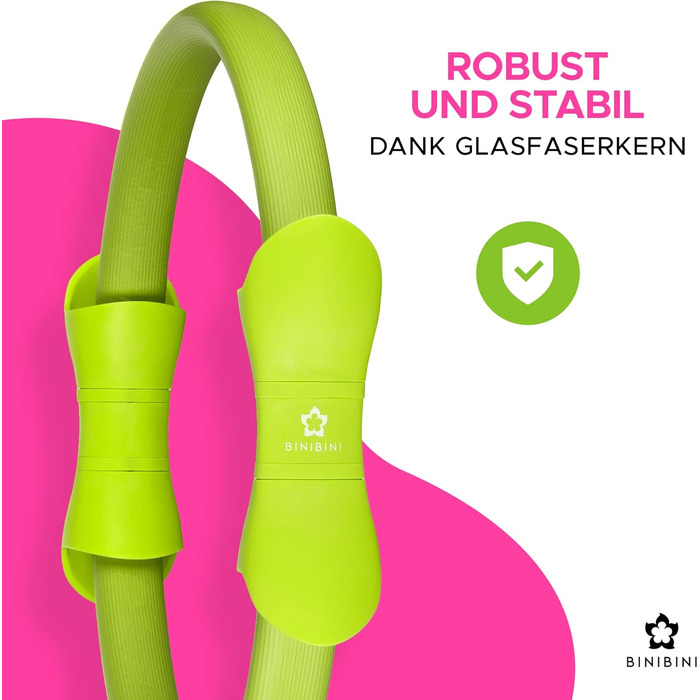 Набір для пілатесу BINIBINI®: кільце, м'яч та фітнес-гумки - 5-ти елементний комплект для дому - включає м'яч для йоги та 3 гумки Terra Band