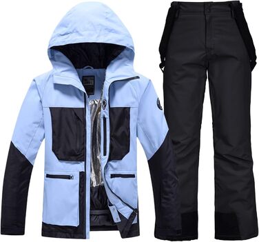 Жіночий комплект гірськолижний HOTIAN: куртка та штани, водонепроникний, вітронепроникний, теплий, для зимових видів спорту, розмір M, колір: BU+BK