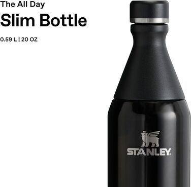Термос Stanley 1913 All Day Slim 0.6л Чорний - нержавіюча сталь, зберігає холод до 6 год, лід до 11 год, без BPA, герметичний, можна мити в посудомийці
