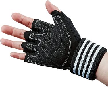 Фитнес рукавички для тренувань з підтримкою зап'ястя, чорні, розмір M. Рукавички для занять у спортзалі, велоспорту та тренувань.