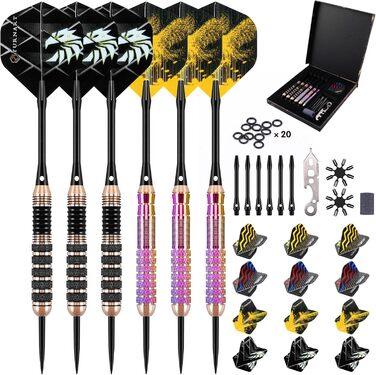 Дарти Turnart Metallspitze - Професійний набір дротиків 6 шт (22/24 г) з латунними корпусами та сталевими наконечниками