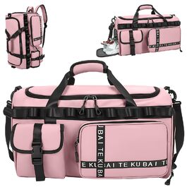 Спортивна сумка для подорожей 65Л з відділенням для взуття та мокрих речей, містка сумка для залу, плавання та коротких поїздок (Рожева)