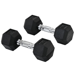 Набір гантелей HOMCOM Hexagon 2, 2x6 кг, чавун з гумовим чохлом, чорний| Аосом