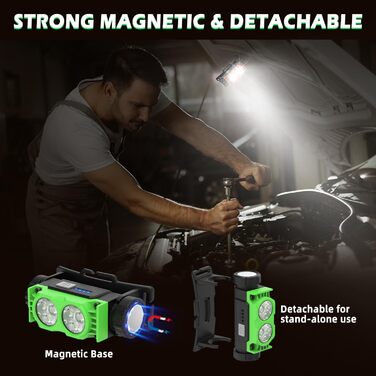 LED налобний ліхтар, 2 шт., 2000 люменів, перезарядна копія, 3 режими, водонепроникний, для риболовлі, бігу, кемпінгу (зелений)