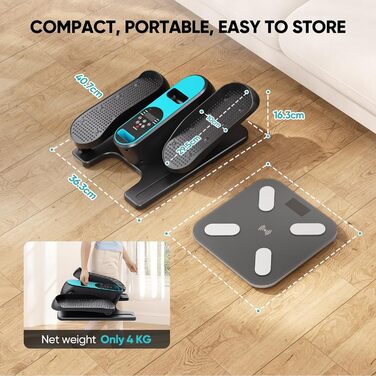 Електричний міні кросс-тренажер Dripex для дому з пультом, 12 швидкостей та 6 програмами, синій